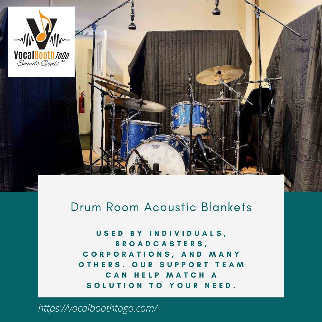 Drum Room Acoustic Blankets
Used by individuals, broadcasters, corporations, and many others. Visit our website for more info about our products vocalboothtogo.com

#VocalBootToGo #VocalBooth #sounds #sounddesign #studio #musicproducer #soundwave #soundblankets #music