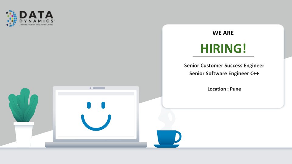 DataDynamicsInc's tweet photo. We are HIRING!
We call out for new talents to join our dynamic and exponentially growing family.
https://t.co/21AYJzxHNT
#jobopportunities #datamanagement #manageyourdata #customersuccessengineer
#c++ #punejobs #punecity #softwareengineer https://t.co/uIiqD5l0Cq
