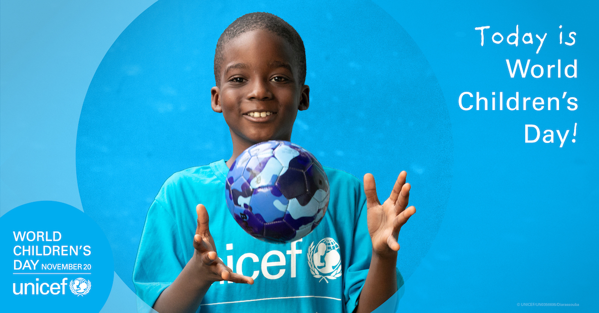 UNICEF's tweet image. Today is a day of action for children, by children!
Happy #WorldChildrensDay to everyone who is starting to celebrate the day.