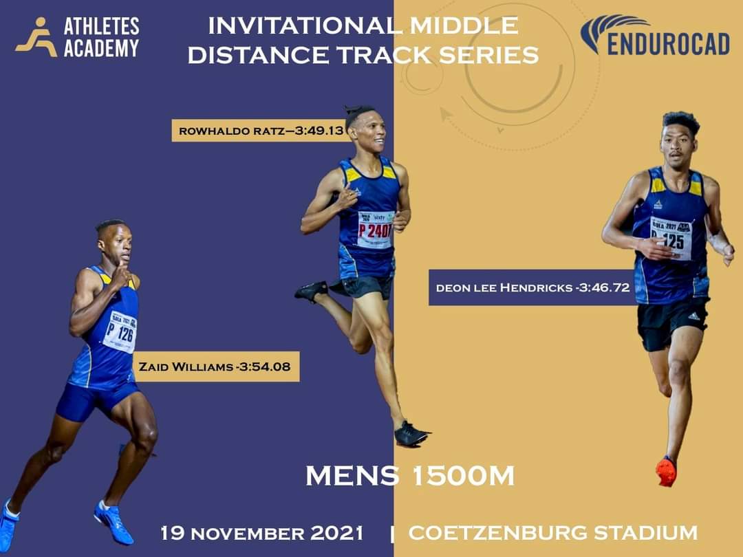 Exciting 1500m mens line up for the second leg of the Athletes Academy Invitational Series

LIVE STREAMING 
The event will be streamed here:
m.youtube.com/channel/UCy09X…

And also on the SuperSport schools app.