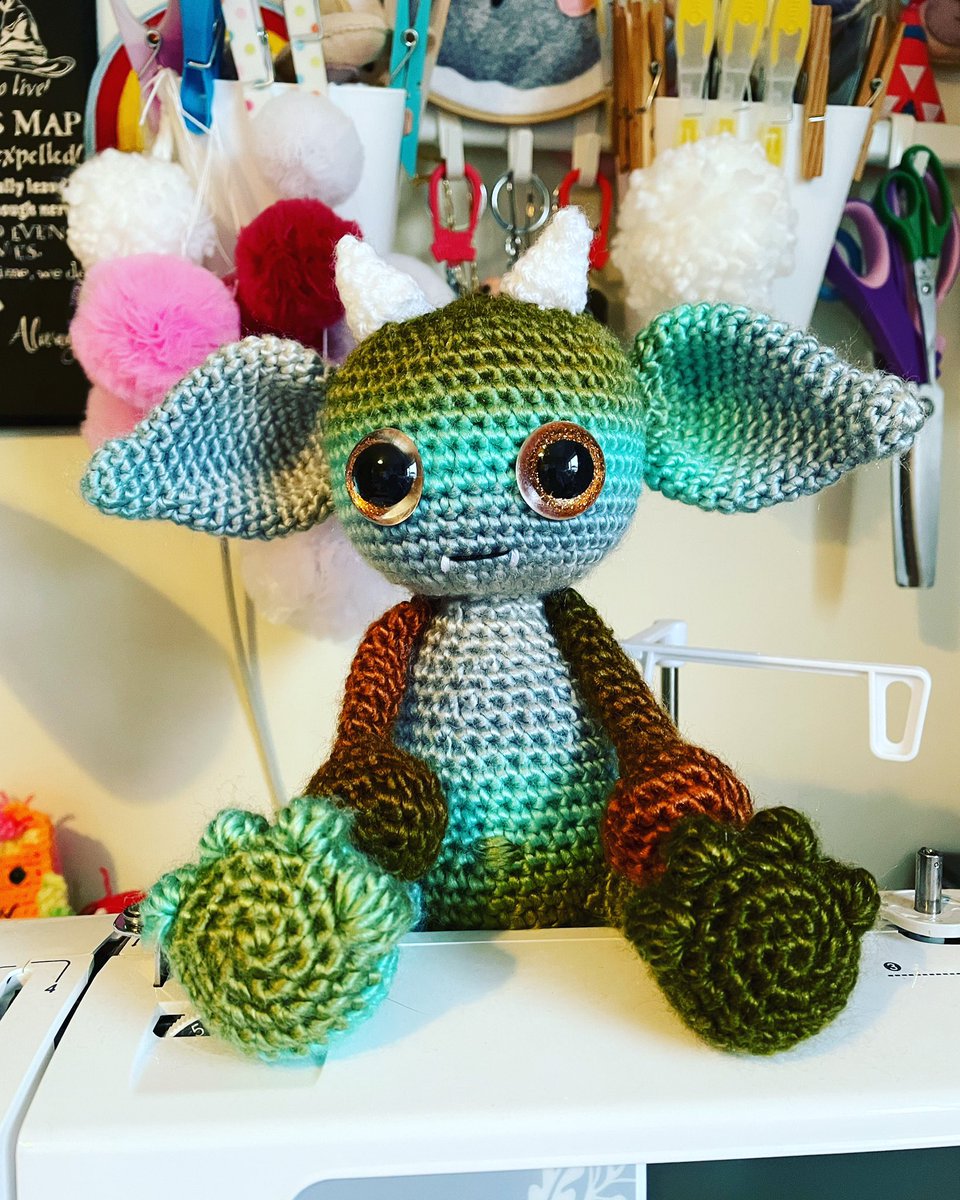 Finished this little guy last night and to say I’m pleased is an understatement. I’m normally critical of my own work but this turned out better than I expected. Look at his little teefs 😍#crochet #Goblin #magical #handmade #cute #yarn #mischief