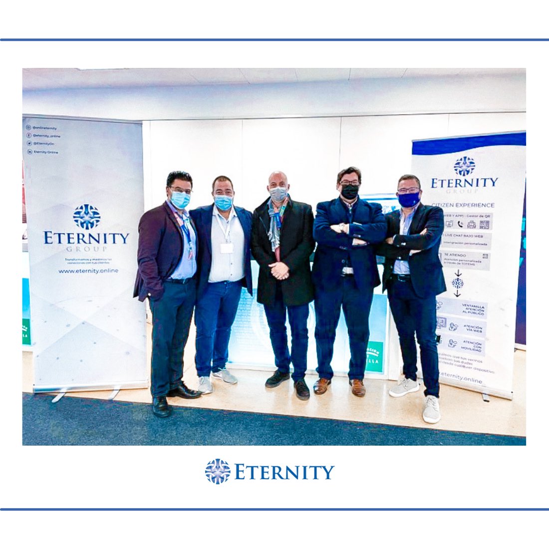 eternity_online's tweet photo. El equipo de #Eternity junto con el equipo de @AyesaNews, quienes han podido conocer nuestro Funcionario Virtual WebRTC 360 por nuestra participación en la VIII Feria de Innovación y Nuevas Tecnologías de @DIPUSEVI @INPRODipusevi #inproinnova21
#EternityGroup #EternityOnFire https://t.co/ii7atcJGOo