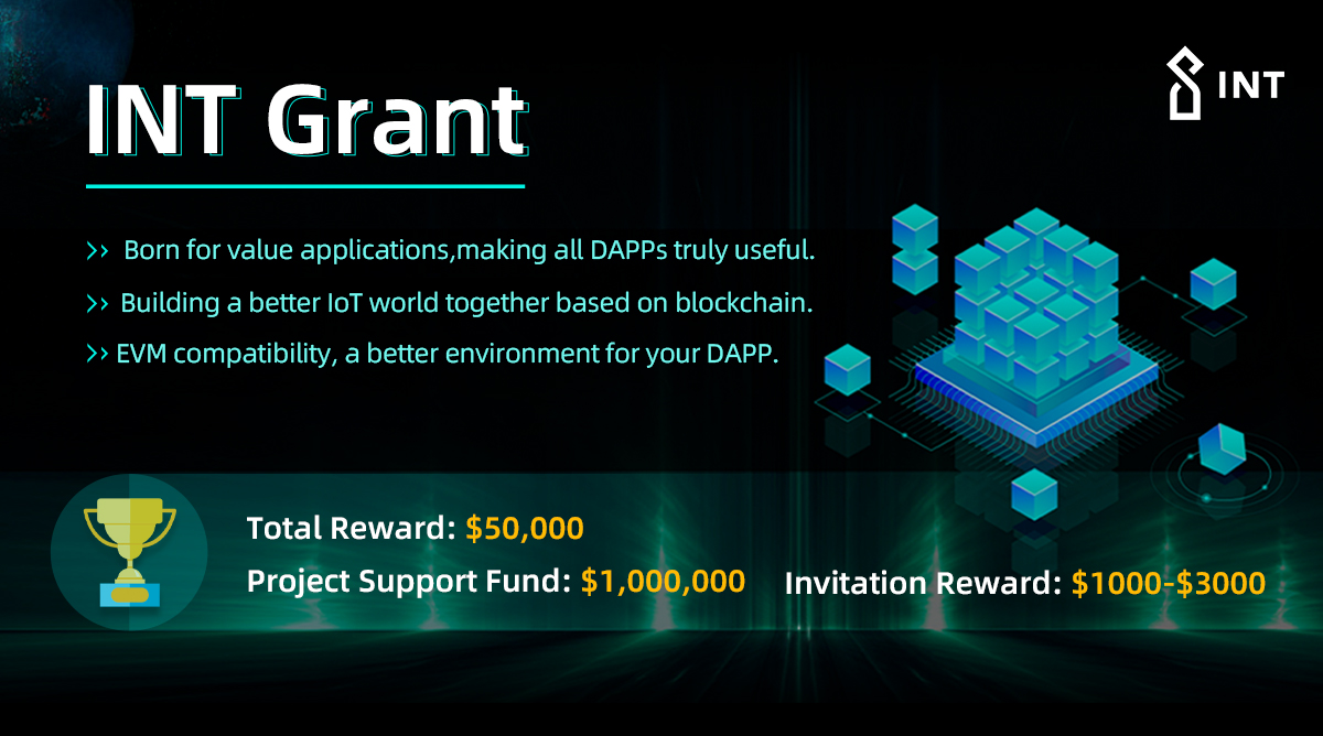 INTCHAIN's tweet photo. 📣We're excited to announce the launch of # INT Grant
created to support INT ecosystem research, development, infrastructure, and Dapp. 
Total Reward: $50,000
Project Support Fund: $1,000,000
Apply here: https://t.co/fLOE8uX83s
$INT #INT #Intchain #Iot #defi #Crypto #blockchaain https://t.co/6LNfe7SAto