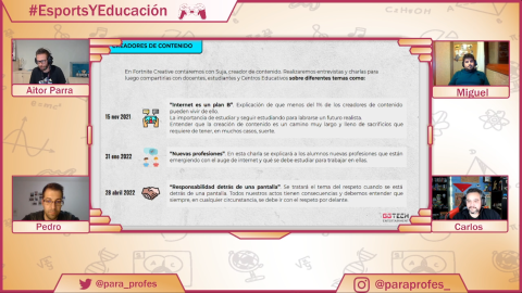 GGTech_gg's tweet photo. Aitor Parra, Product Manager de @JUNIOResp_es, habló el Martes 16 en @para_profes. Gracias a él muchos docentes han podido conocer la Competición Educativa de #Esports entre Centros Educativos. Valores y competencias a través de los #Videojuegos. 

📺https://t.co/ABJGuBO0Lj https://t.co/BwD9hMoXzs
