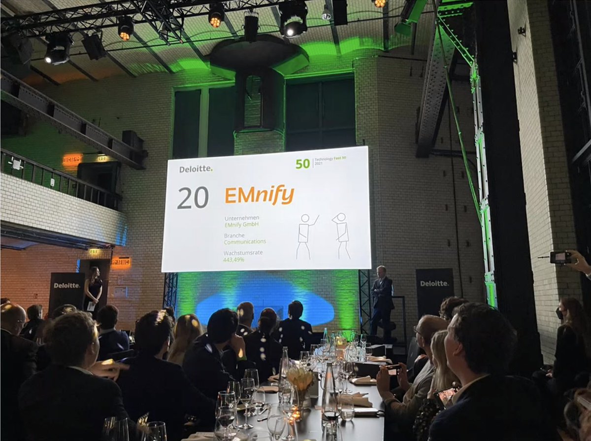 emnify's tweet photo. As if Friday couldn't get any better: @EMnify ranked in the @Deloitte Technology #Fast50 list 🇩🇪 . We are delighted and very proud to be among Germany's fastest growing technology companies! Award ceremony took place last night in Berlin🥂 #EMnifyIoT 
https://t.co/28NHh825IV https://t.co/38FS09ceMw