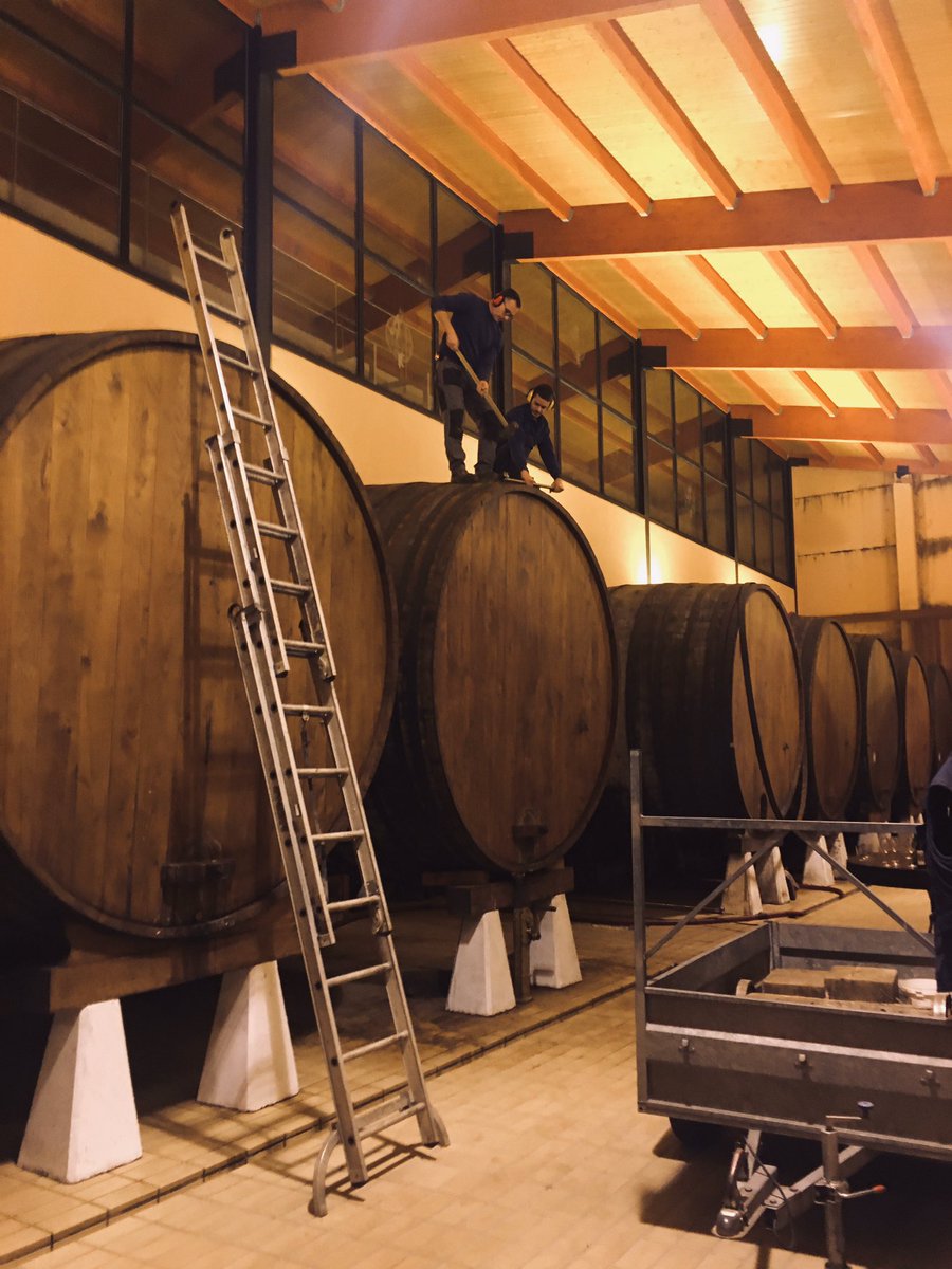 Recalcado (apretar aros) la bodega de madera. Toneles de 48 Pipes (23000)litros de madera de castaño de Asturias