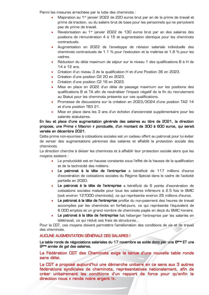 Compte rendu de la Fédération CGT des Cheminots sur la négociation obligatoire annuelle sur les salaires. De nombreuses luttes locales portant sur la rémunération ont été menées : il faut poursuivre et amplifier pour qu’enfin on nous rende notre argent !