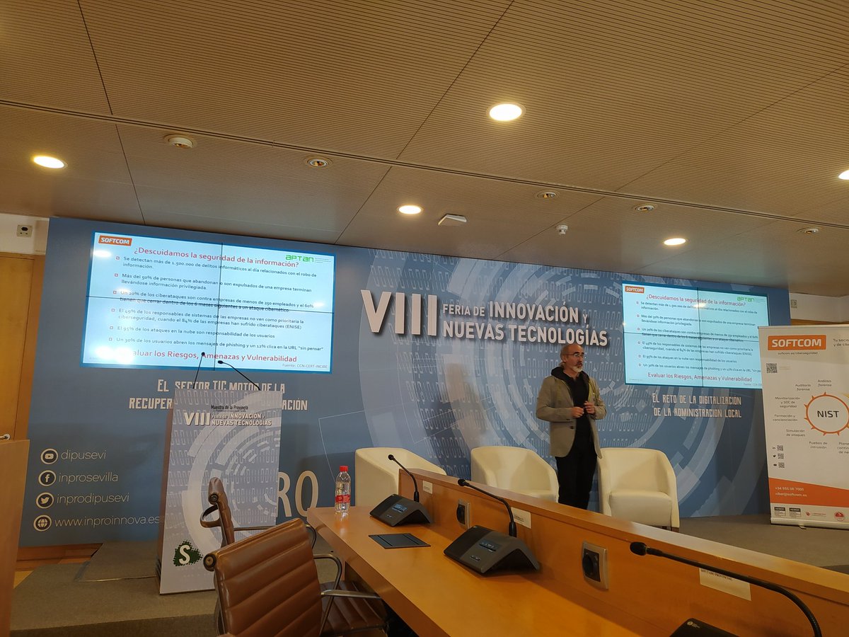 fegarc's tweet photo. "Un 20% de los ciberataques son contra empresas de menos de 250 empleados y el 60% tienen que cerrar dentro de los seis meses siguientes a un ataque cibernético".
@antoniogilmoy en #InproInnova21 de @INPRODipusevi @DIPUSEVI
@RedGuadalinfo https://t.co/Somw9euwCj