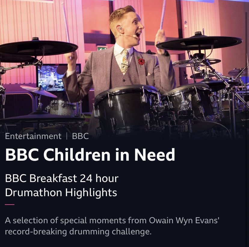Somehow they’ve managed to squeeze 24hrs of highlights into half an hour! Head on over to the <a href="/BBCiPlayer/">BBC iPlayer</a> for some of the best bits of the <a href="/BBCBreakfast/">BBC Breakfast</a> #drumathon 
I am in awe of your generosity 💕 Thank you. Watch here: 
bbc.co.uk/iplayer/episod…
