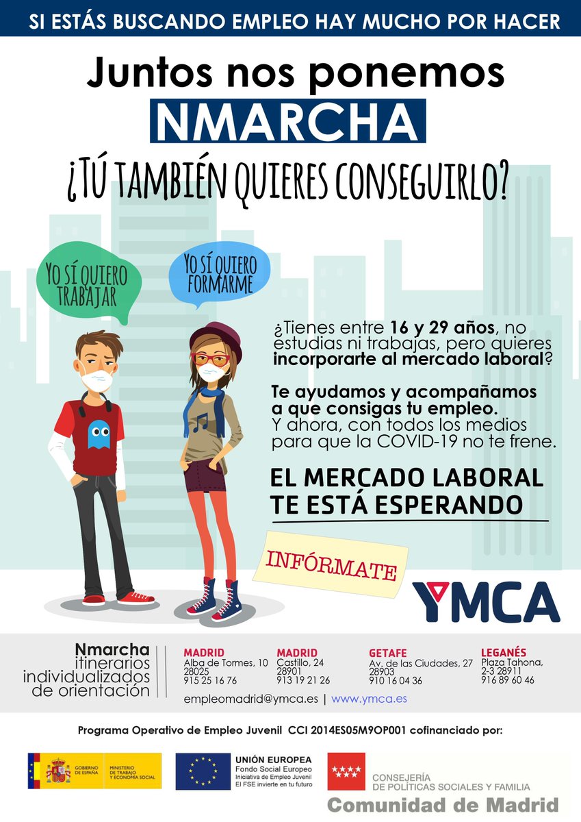 Juventud_Parla's tweet photo. ¿Tienes 16 y 29 años, no estás trabajando ni estudiando, pero quieres incorporarte al mundo laboral? Apúntate a #Nmarcha el programa de orientación e inserción laboral de @ymca_esp
https://t.co/DgMijrhw60 https://t.co/xNJJ2Zy1eF