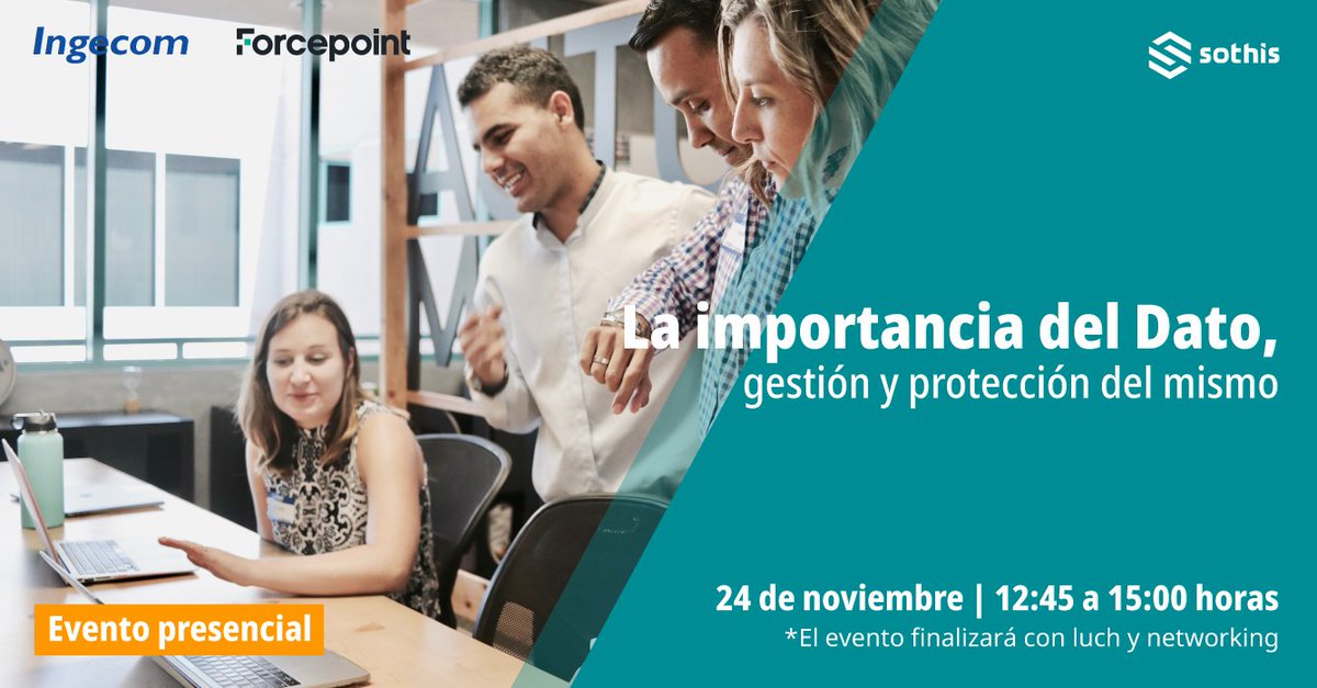 📣 ¡Quedan 5 días! Inscríbete a nuestro evento y conoce cuál es la importancia del dato y cómo protegerlo 🛡️

Estaremos con <a href="/ForcepointSec/">Forcepoint</a> e @IngecomayoristaTe contándotelo todo y resolviéndote todas tus dudas ¡Te esperamos! 👉 sothis.tech/sothisconnect/…
#KeepGrowing #dataprotection