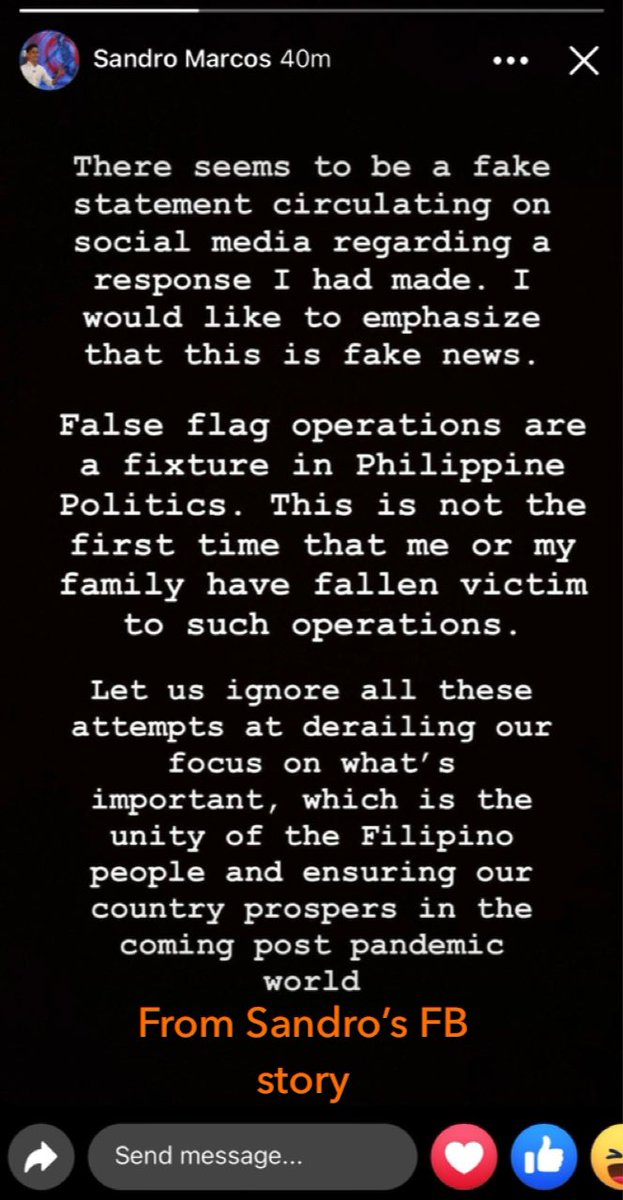 Mag iingat SA mga kumakalat na balita tungkol SA statement ni Sandro .