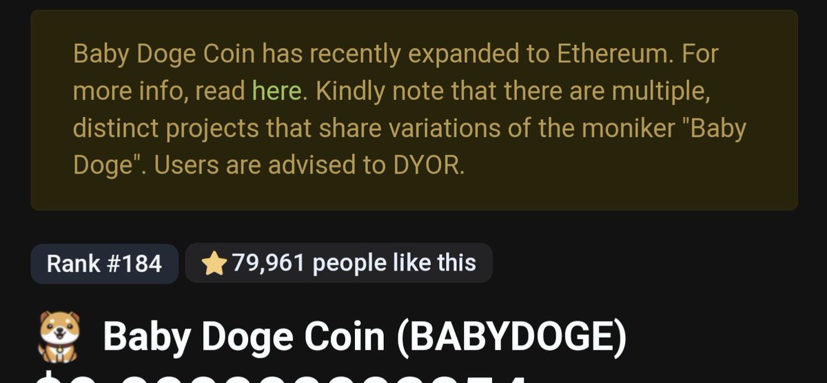 BabyDogeNFTs's tweet photo. Thank you @coingecko 

Baby Doge is live on Ethereum!

You're able to buy Baby Doge ETH on Uniswap or bridge your BSC Baby Doge to ETH:

🦄
https://t.co/SfASudhi3l

🌉
https://t.co/AVuofHHwaC

🧭
https://t.co/UaRNeIwvy1

🔗
https://t.co/Vi5mXWbxIz

#BabyDoge #ETH https://t.co/hP1IytL8Fp