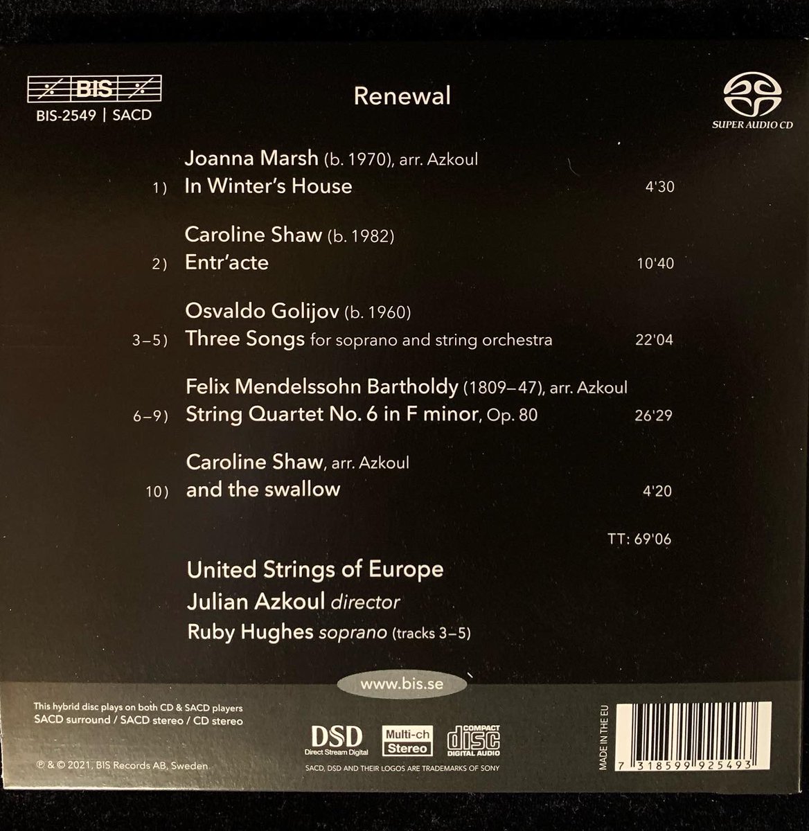 📣💿 Excited to reveal cover of our second album ‘Renewal’ out 7 Jan.  Music by @caroshawmusic <a href="/JoMarshComposer/">JOANNA MARSH</a> #Mendelssohn + #Golijov’s Three Songs ft. @rubyvoce. Come👂some of it live at <a href="/WiltonMusicHall/">Wilton's Music Hall</a> on 14 Jan (tickets ➡️ link)
<a href="/BIS_records/">BIS Records</a> <a href="/naxos_uk/">Naxos UK</a>
#music #voice #release
