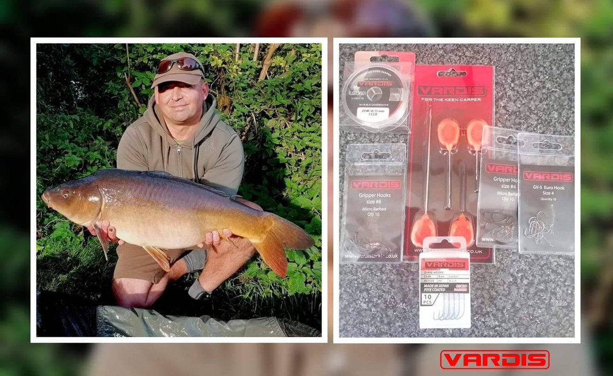 VardisTackle's tweet photo. A successful 4 hours fishing for promo team member Dusan Kovacik a few weeks ago on one of his local waters.

A lovely looking  mirror carp of 20lb 8oz landed using a simple knotless knot rig with the ever reliable size 6 gripper hook.

#VardisTackle #NoNonsense #ShortSession https://t.co/ITUWHMRmNA