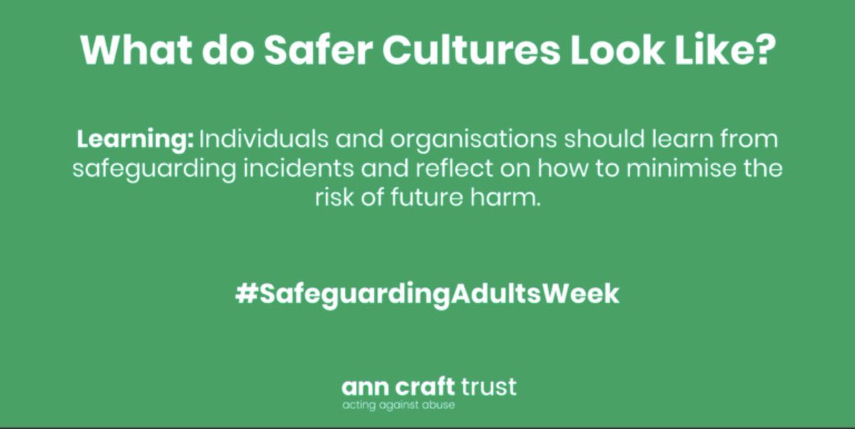 SashSafeguard's tweet photo. Day 5 of #SafeguardingAdultsWeek is focusing on Creating Safer Organisational Cultures. 
@sashnhs a commitment to the SASH values and behavioural anchors contributes to a Safer Culture. @sashnhs @SurreySAB @AnnCraftTrust https://t.co/rfxmogFBPV