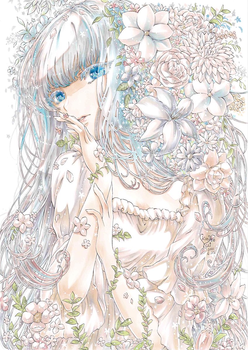 お人形みたいな女の子と花を描くのが好きです🌸 アナログメインで