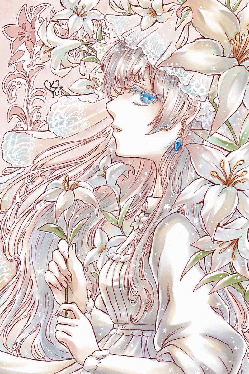 お人形みたいな女の子と花を描くのが好きです🌸 アナログメインで