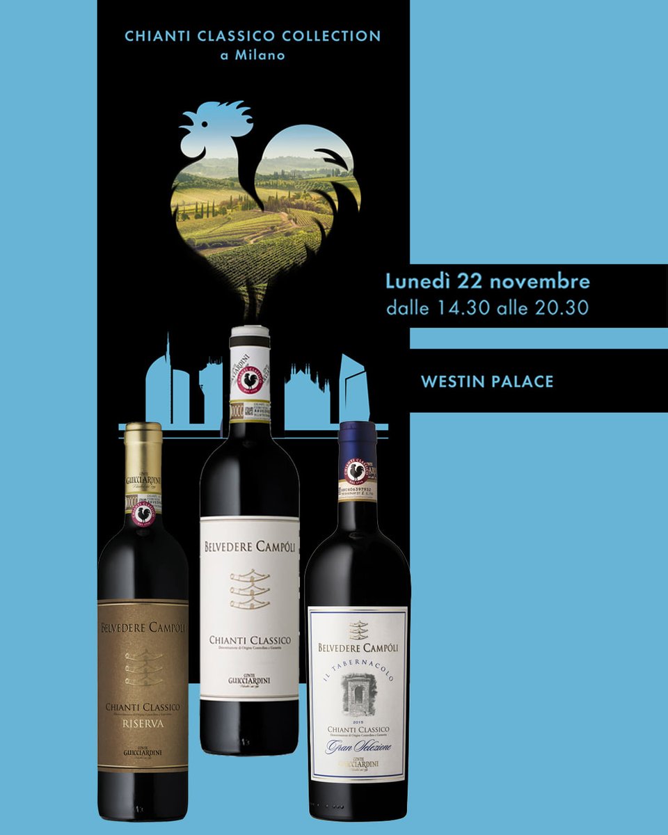 gui1199's tweet image. Torna il #GalloNero, torna #ChiantiClassico a #Milano! 🍷

Noi siamo pronti con i nostri tre diamanti dalla tenuta Belvedere-Campòli: Classico, Gran Selezione e Riserva!

Ci vediamo il 22 novembre al @Westin Milano?

@chianticlassico @AisLombardia