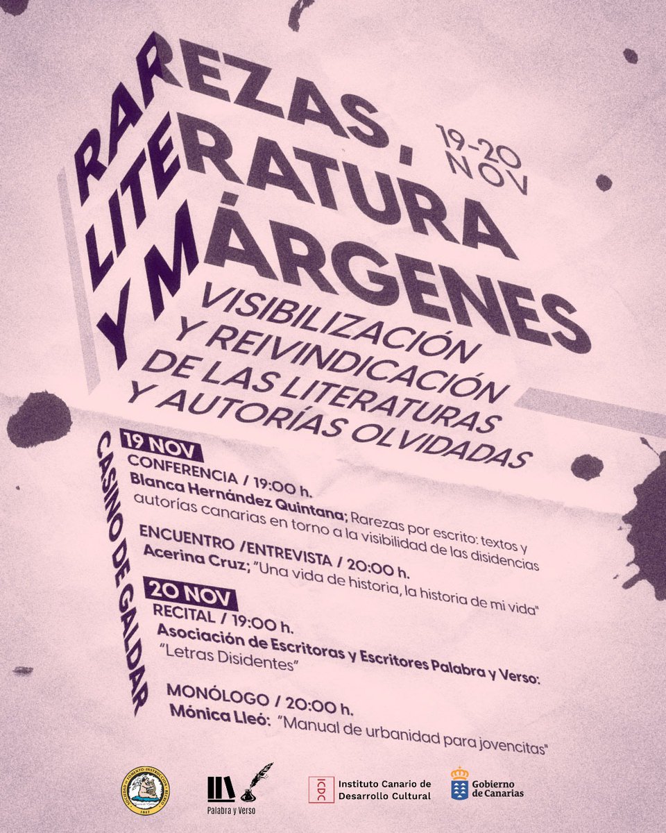 lybactual's tweet photo. Gáldar arropa hoy viernes una propuesta que tiene que ver con la #literatura, el Festival Rarezas, Literatura y Márgenes. Visibilizar y reivindicar las literaturas y autorías que han permanecido en el olvido es su objetivo principal. https://t.co/vApwHBZSbv