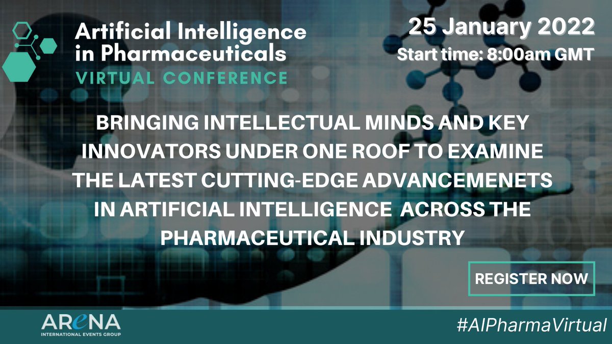 Secure your place for AI in Pharmaceuticals Virtual Conference 2022! Going #LIVE on the 25 January! Join us by registering here: eventsonlineregister.com/tc-events/arti…

 #AIPharmaVirtual #artificialintelligencetechnology #pharmaceuticals  #aipharmavirtual