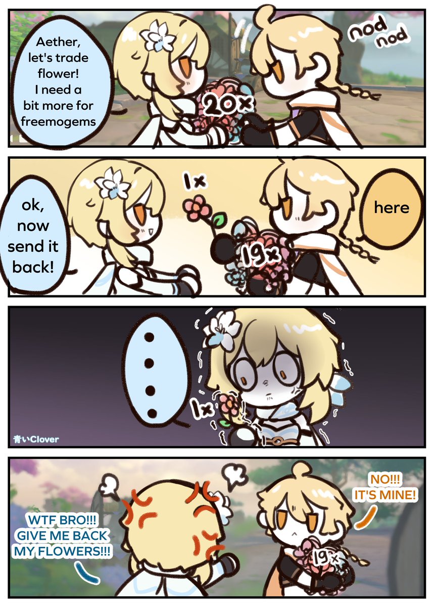 Trading flowers be like...
.
.
.
.
I feel like hoarding the flowers for my house :(
#原神 #GenshinImpact