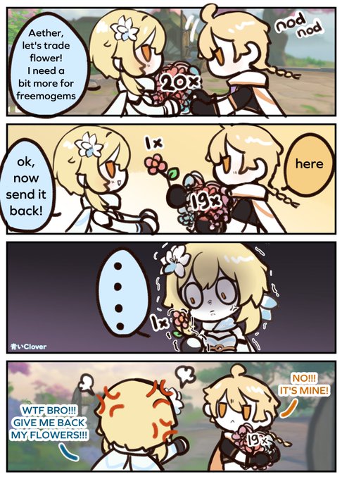 Trading flowers be like...
.
.
.
.
I feel like hoarding the flowers for my house :(
#原神  #GenshinImpact 
