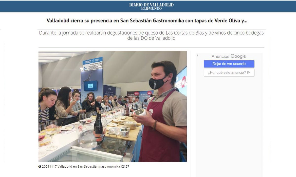 Nuestra presencia y cierre de Jornada en #gastronomika  el miércoles día 17 de noviembre, en los medios!

#Cata de nuestros #quesosqueseríalascortas como cierre de jornada. Una experiencia muy, muy satisfactoria: 👉 bit.ly/3r7izqr

#QuesríaArteanalLasCortas