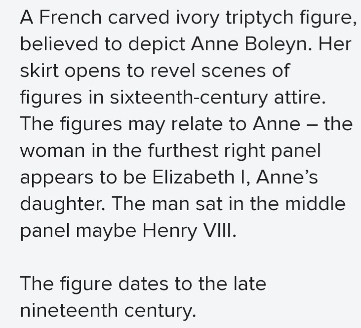 cococookie01's tweet photo. Gorgeous ivory figurine of (possibly) Anne Boleyn 👑🌹 #anneboleyn #theladyanne #marquessofpembroke #queenofengland #queenanneboleyn #henryviii #elizabethI https://t.co/6ktBFj2TKQ