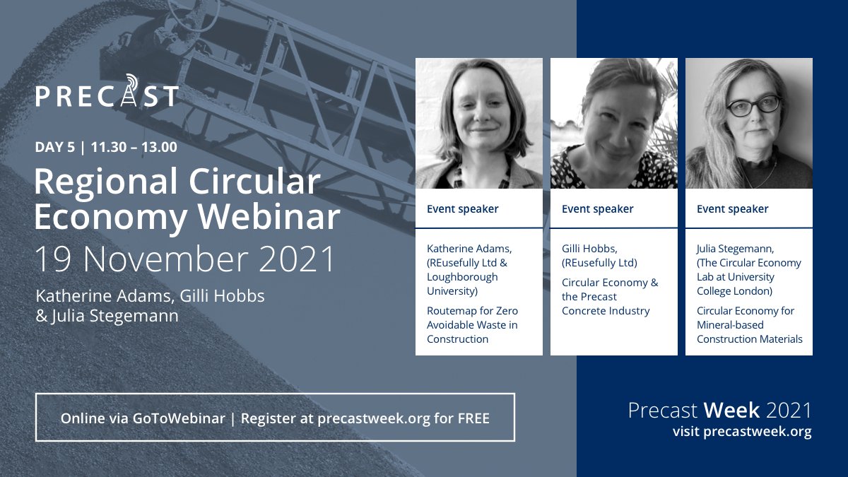 MPA_Precast's tweet photo. Final day of #Precastweek 2021 today and it will be brought to a close with ‘Regional Circular Economy’. This session features experts in the field who will examine the recent developments in the transition to a circular, zero avoidable waste economy.
https://t.co/Y686A2awrT https://t.co/OnH52dqabS