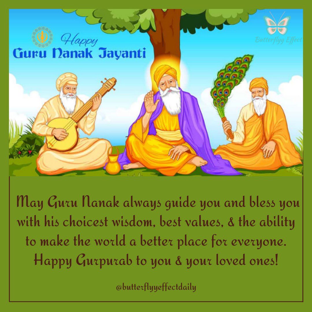 ThePratibhaMish's tweet photo. May Guru Nanak always guide you & bless you with his choicest wisdom, best values, & the ability to make the world a better place for everyone. Happy Gurpurab to you & your loved ones!
#gurpurab #happygurunanakjayanti #gurunanakjayanti #wishes #happygurupurab #butterflyyeffect🦋 https://t.co/CeHP8oThSF