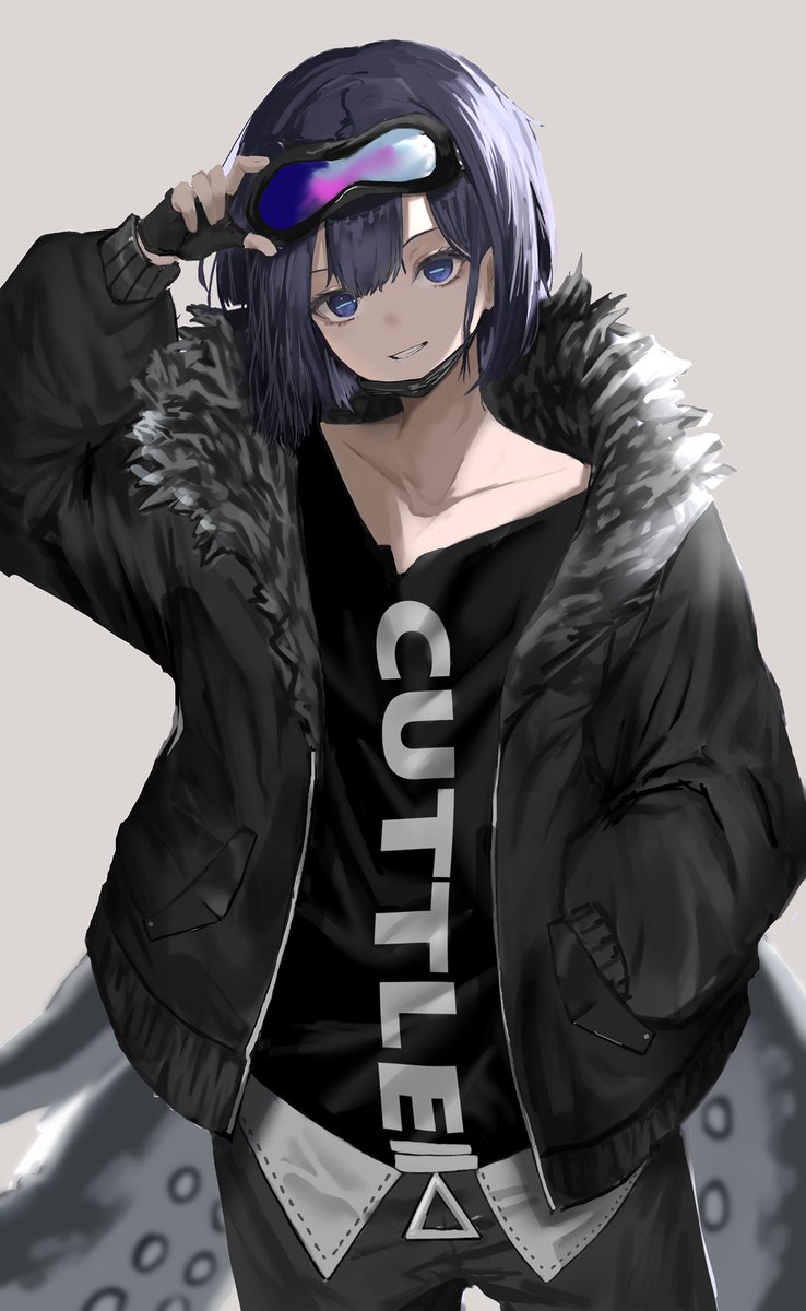 1girl solo jacket fur-trimmed jacket gloves goggles shirt  illustration images