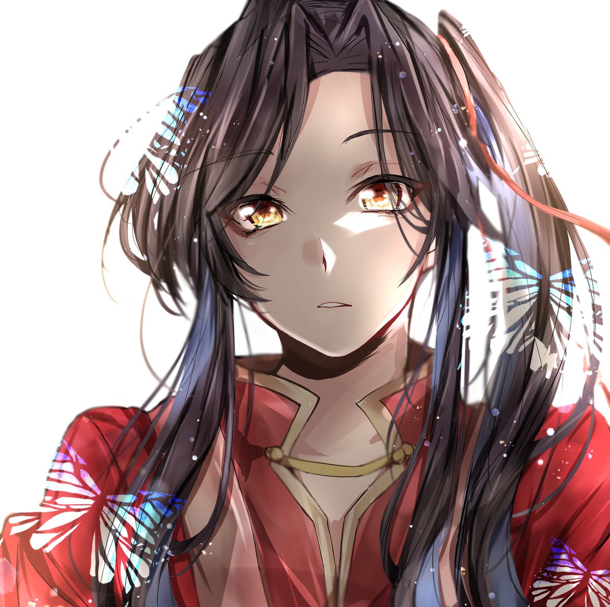 solo long hair brown hair white background brown eyes smile looking at viewer  illustration images