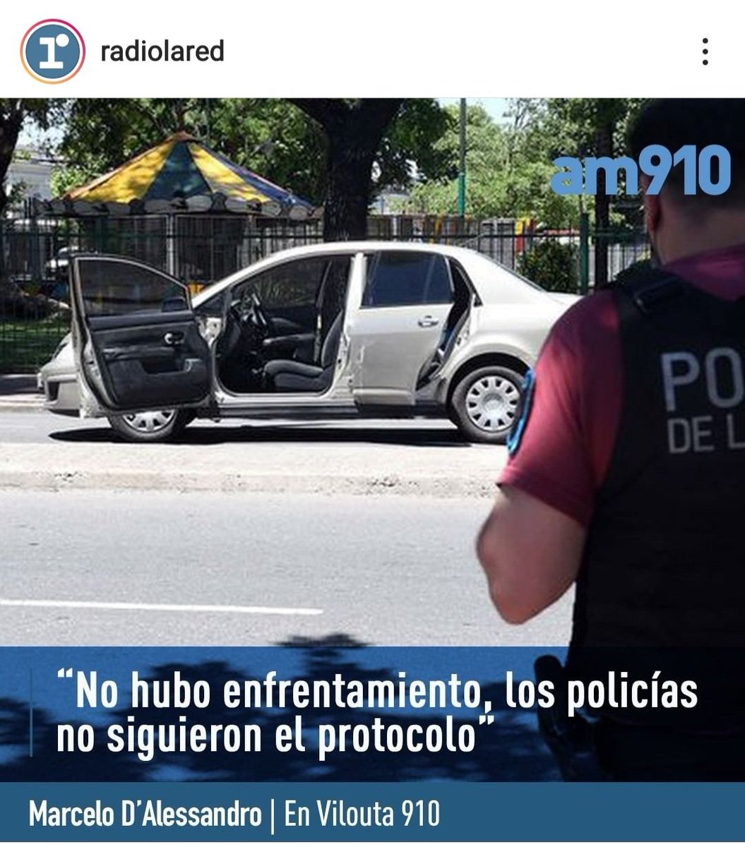 Lo que expliqué en los Noticieros de Canal 13 y TN el miércoles y jueves, lo acaba de confirmar el Ministro de Seguridad de la Ciudad de Bs As, Marcelo D' Alessandro. "Los policías incumplieron todos los protocolos.No fue un enfrentamiento.Balearon el auto sin motivos".