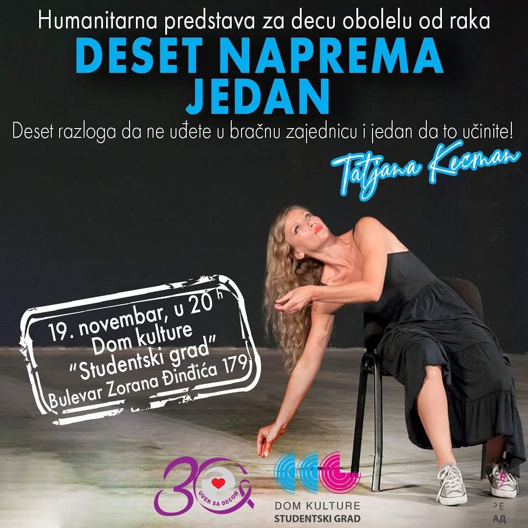BookTheatre's tweet photo. Podržimo! 

Humanitarna predstava za decu obolelu od raka "Deset na prema jedan". 

Danas u Domu kulture Studentski grad #Beograd

Više informacija ⬇️

https://t.co/lRxp5Nqnxb https://t.co/RtrdIQerDq