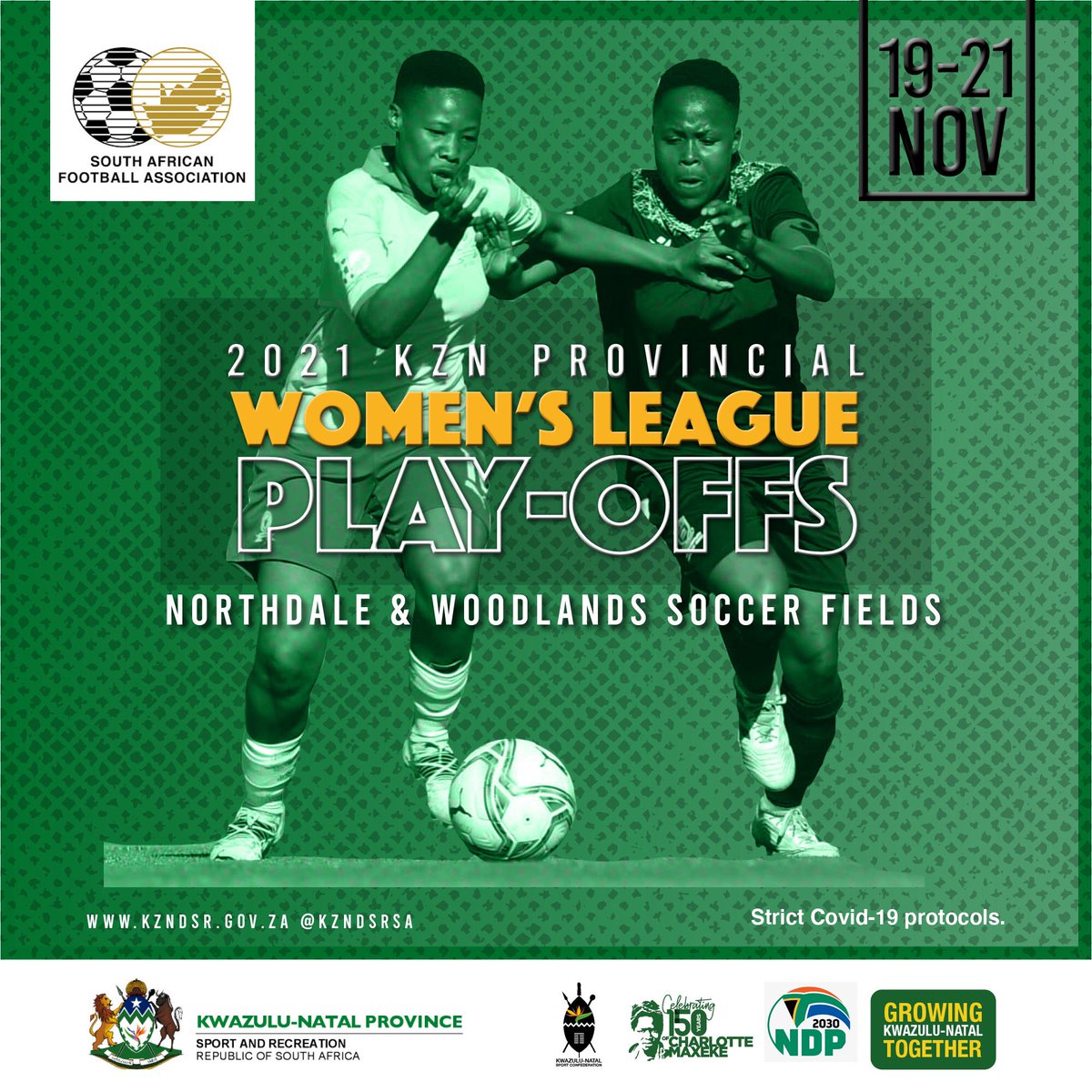 This weekend KZN Football Association in partnership with the KZN Department of Sport and Recreation will host the KZN Regional Women’s League playoffs in Northdale and Woodlands, Pietermaritzburg.
#ActiveandwinningKZN
#KZNRising