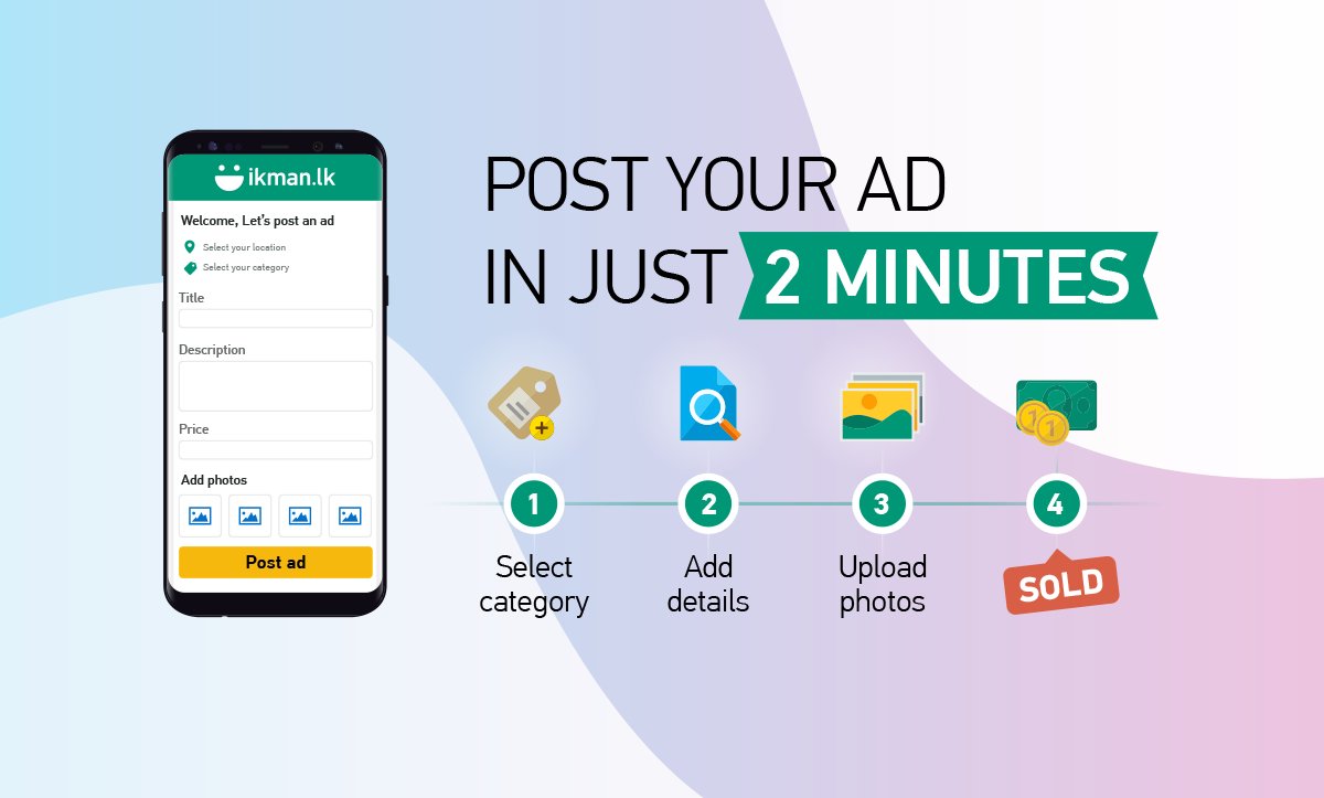 Ikman_lk's tweet photo. Posting an ad on ikman is as easy as it gets! Got something to sell? Head over to https://t.co/w7H1x00LNv now!
#ikman #ikmanlk #ikmandotlk #postad #ads https://t.co/iFZ8kFb1nz