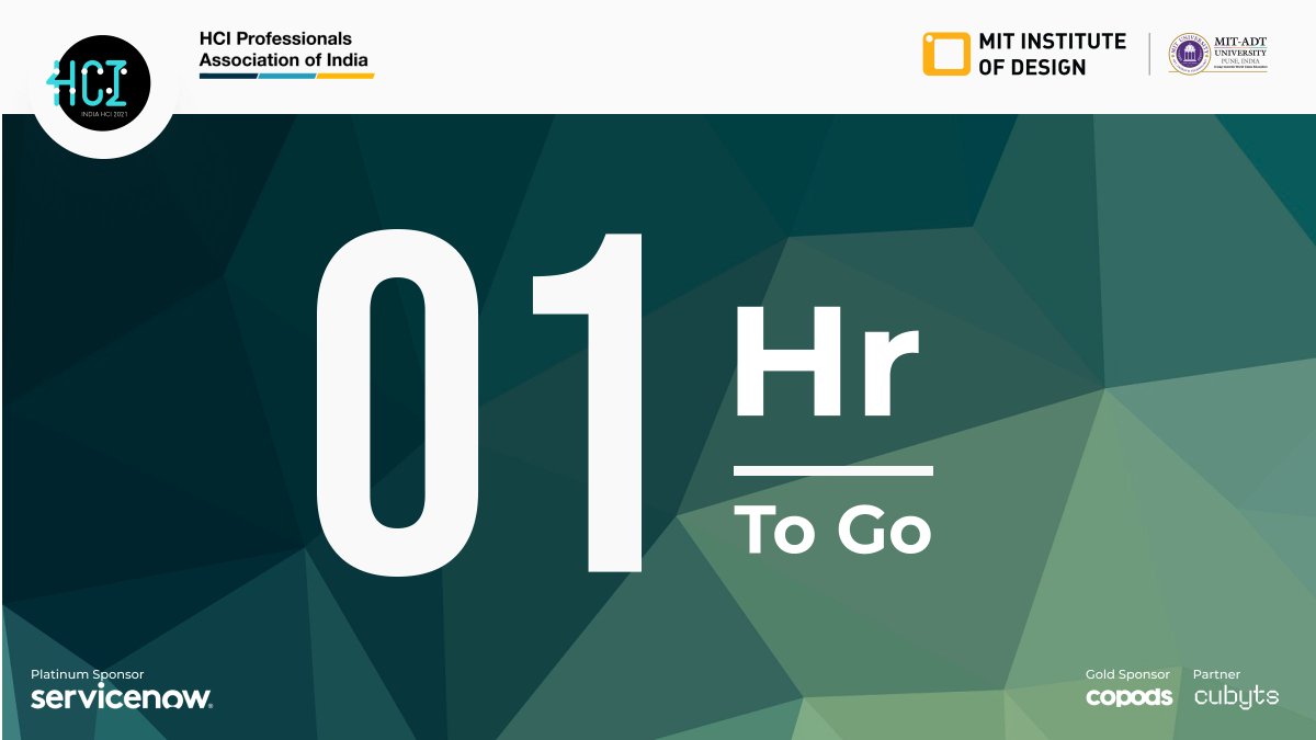 IndiaHCI_'s tweet photo. #IndiaHCI2021
Join us for Inaugural Session at 5:30 IST. 
#uxdesign #UX #experience
platinum sponsor @servicenow 
 
#INDIAHCI2021 #INDIAHCI #conference #conferenceindia #interaction #hci #HCIPAI #research #uxresearch #userinterface #mitinstituteofdesign #indiaconference https://t.co/P75Dp0hfN4