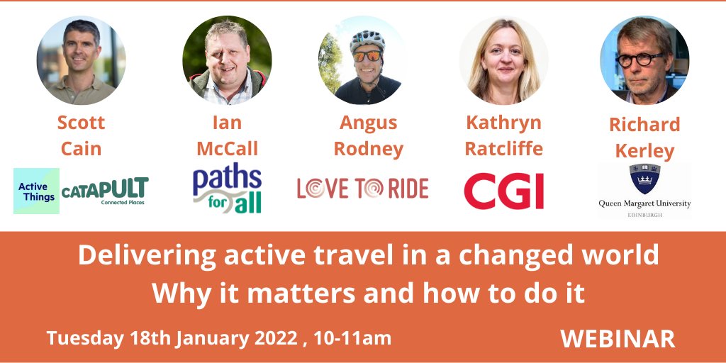 First webinar of 2022...

Delivering active travel in a changed world: why it matters and how to do it

With <a href="/doactivethings/">Active Things</a> <a href="/CPCatapult/">Connected Places Catapult</a> @PathsforAll <a href="/LovetoRide_/">Love to Ride</a> <a href="/CGI_UKNEWS/">CGI UK</a> &amp; <a href="/QMUniversity/">QueenMargaretUni</a> 

Info: bit.ly/3mZKiXu
When: 18th January 2022
Cost: £45 - get 3 for 2