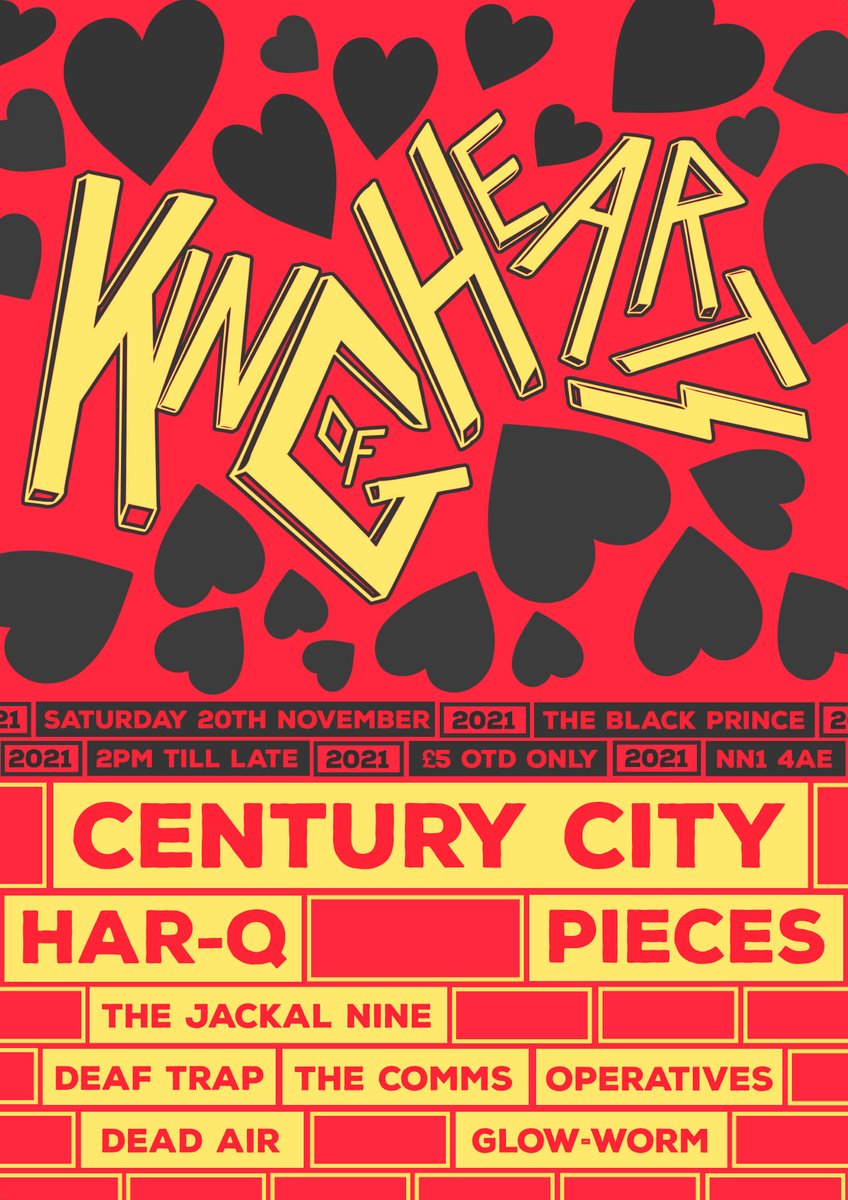 blackprincenn's tweet photo. It's time: King Of Hearts alldayer time.
Doors 2pm Saturday, bands from 3pm. £5 on the door and it goes to charity Life Music. ❤ https://t.co/K4dAJsgDIQ