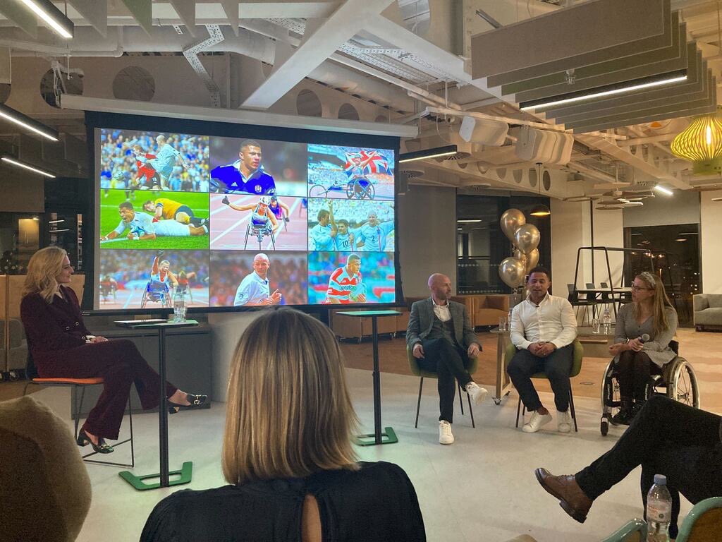 Stevemb2007's tweet photo. Great to have a brilliant event with @GabbyLogan as host and panellists @Jason15Robinson @HCDream2012 &amp; Danny Mills to help us celebrate the opening of the new @FlutterPLC and @SkyBetCareers office

Great to hear the stories of how #Yorkshire helped shape their amazing careers https://t.co/ybwXxnFOXg