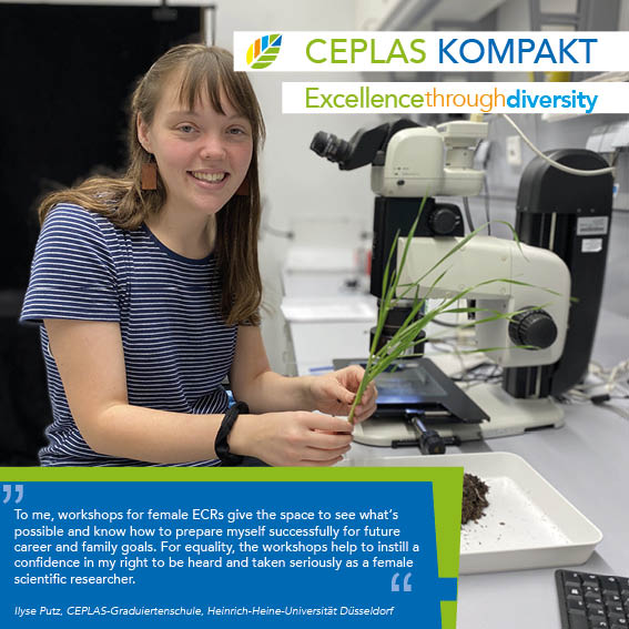 ceplas_1's tweet photo. For #ceplaskompakt we asked Ilyse Putz from the CEPLAS Graduate School about the effect of targeted measures for female early career researchers on their career advancement. #WomenInSTEM #WomenInScience #Scicomm @PlantGen_HHU https://t.co/bkh1SBRClk