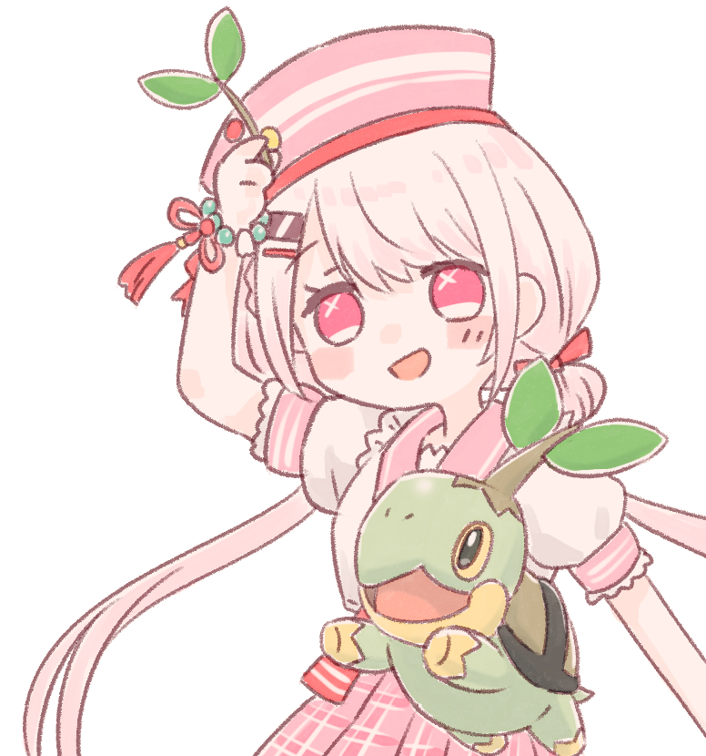 shiina yuika 1girl pokemon (creature) skirt pink headwear hat pink hair twintails  illustration images