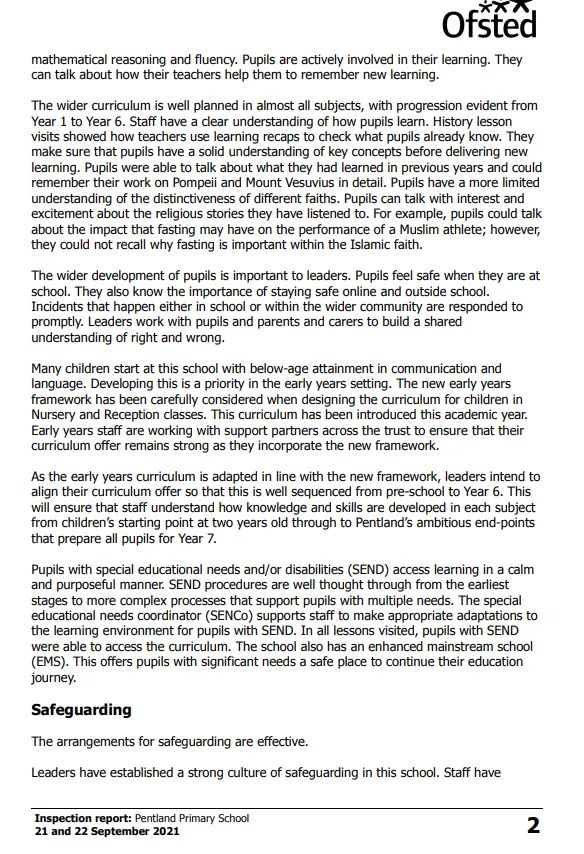 SchoolPentland's tweet photo. A true representation of a fantastic school #pentlandfamily #positivepentland #pentlandvalues #wearegood #ofsted https://t.co/Vq9YtQGoND