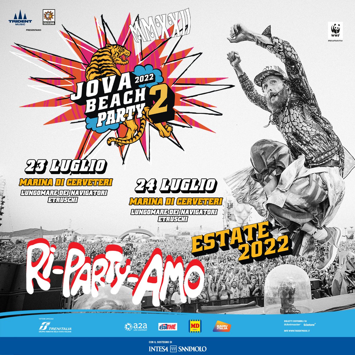 Dopo il successo straordinario del 2019, il JOVA BEACH PARTY torna a Marina di Cerveteri con due imperdibili, uniche e irripetibili feste! 23 e 24 LUGLIO 2022 | @lorenzojova @ Marina di Cerveteri – Lungomare dei Navigatori Etruschi 🎟 disponibili su jovabeachparty.lnk.to/JBP22