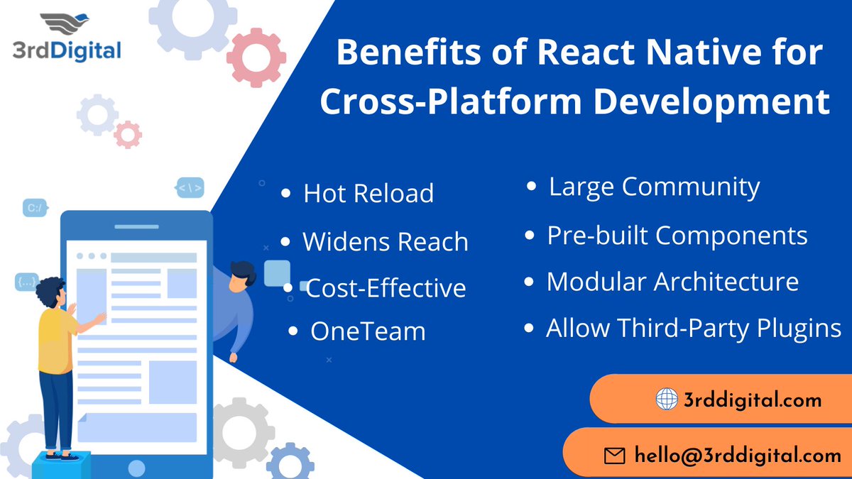 3rd_digital's tweet image. Benefits of 𝗥𝗲𝗮𝗰𝘁 𝗡𝗮𝘁𝗶𝘃𝗲 for Cross-Platform Development 

Read Detail: bit.ly/3Ej3xBV

#3rddigital #reactnative #hirereactnativedeveloper #reactnativedeveloper #crossplatform #development #react #google #mobileapp #reactnativeapp #mobileappdevelopment #apps