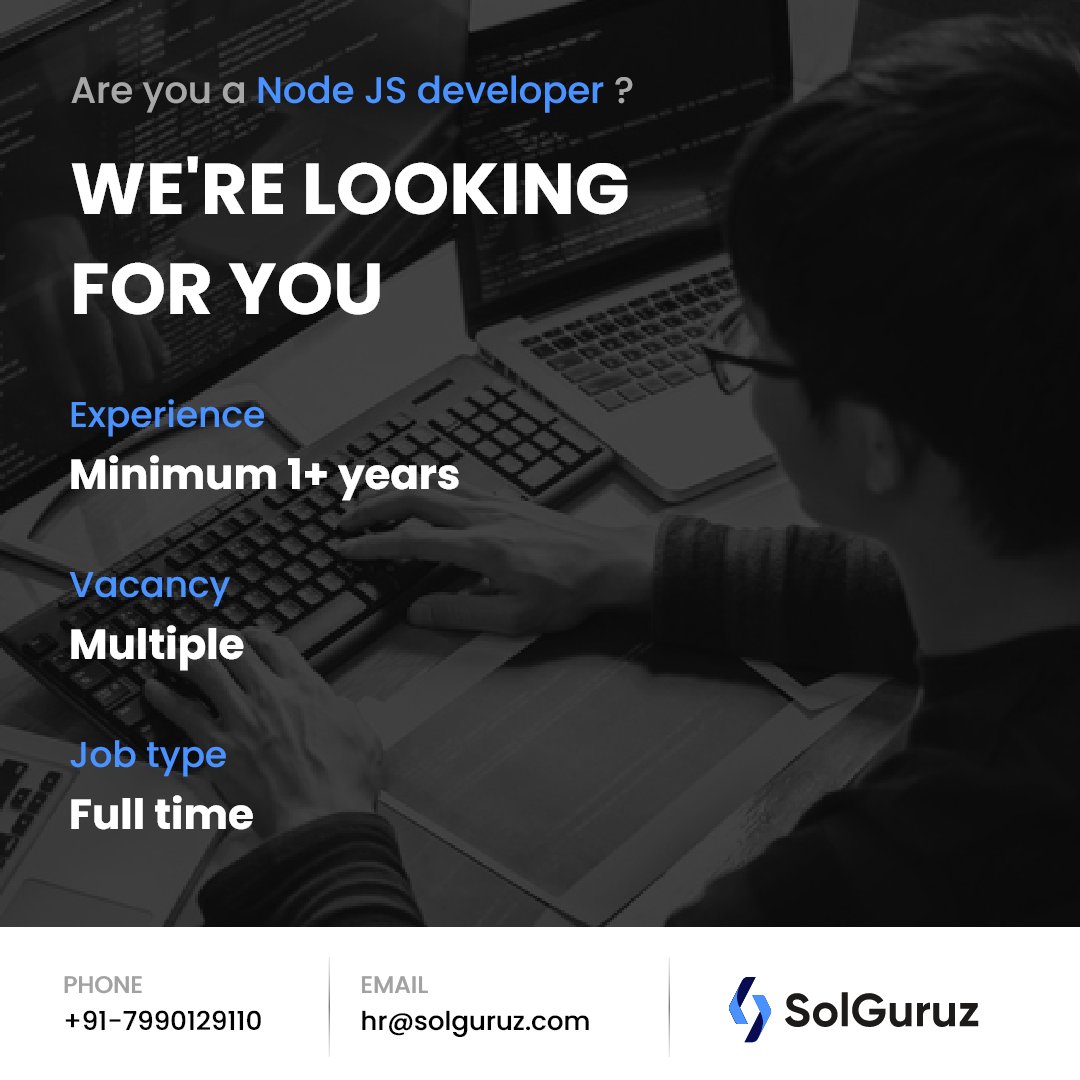 SolGuruz's tweet image. We are hiring 1+ year experienced Node developers. Check out our career page solguruz.com/careers for more details. 
#Hiring #Openings #NodeDevelopers #Jobs
