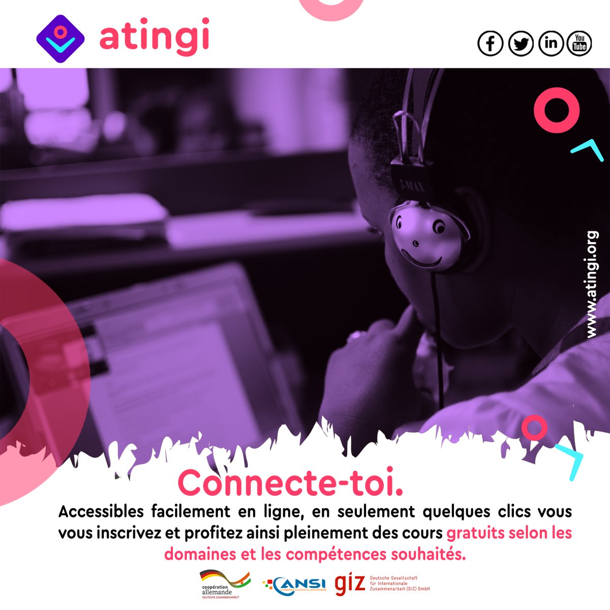 AtingiNiger's tweet photo. Accessibles facilement en ligne, en seulement quelques clics vous vous inscrivez et profitez ainsi pleinement des cours gratuits selon les domaines et les compétences souhaités https://t.co/XcutnTXOS1 !

#atingi
#GIZ
#AfricaCloud https://t.co/wu13jzhZqX