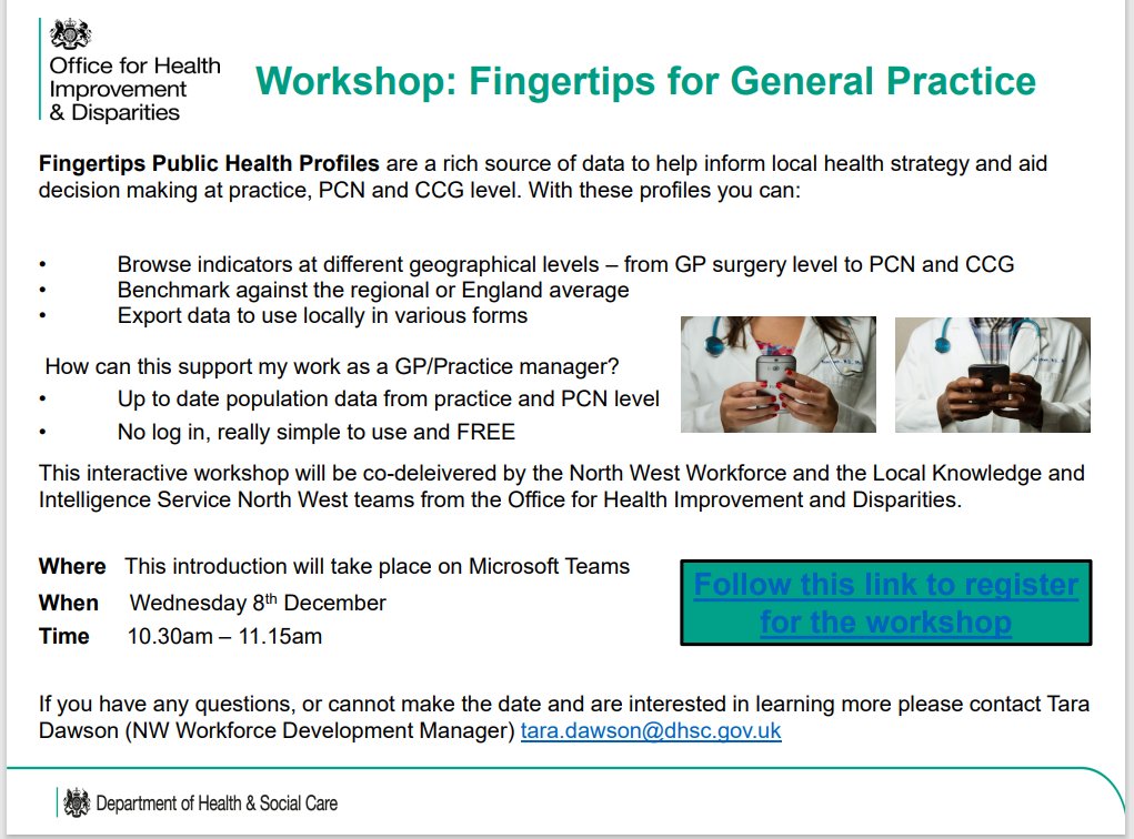 do you work in primary care general practice or a PCN and want to know more about the health of your population? join us on the 8th December for an introduction to Finger Tips. Click the link to register forms.office.com/r/fzCMn258xJ
