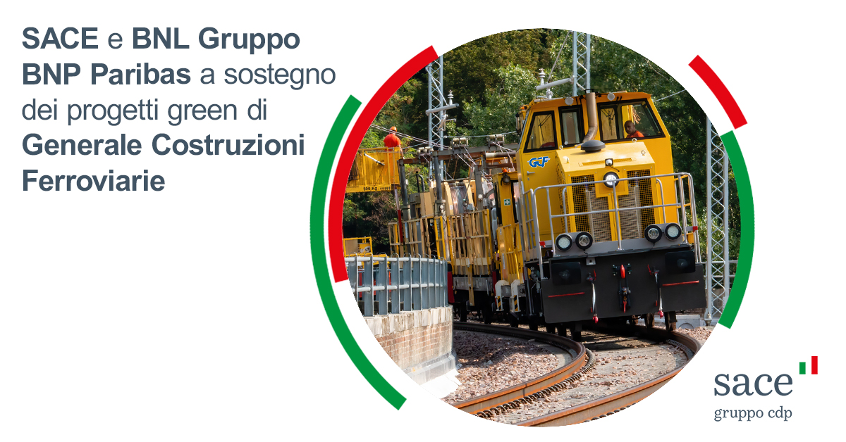 SACEgroup's tweet photo. SACE, con #GaranzieGreen, supporta il percorso di crescita #sostenibile di @GCF_railways garantendo un finanziamento di € 15 mln erogato da @BNLBNPParibas_, destinato a interventi di efficientamento della rete ferroviaria nazionale.

Scopri di più: https://t.co/GSAd7cNMgR https://t.co/9tzl1eIonR
